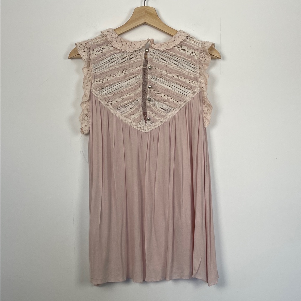 POL Boho Victorian Crochet Sleeveless Lace Trim Coquette Women's M Tunic Top - Picture 7 of 11